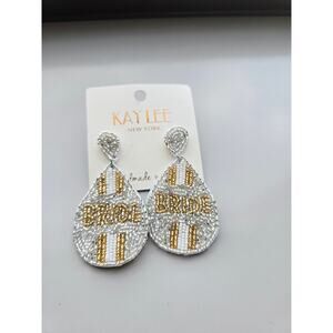 Kay Lee White Gold Bride Glass Beaded Earrings New